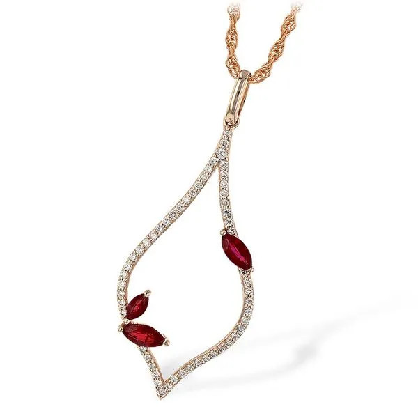 14K Rose Gold Ruby Opal Diamond Necklace Meigs Jewelry Tahlequah, OK
