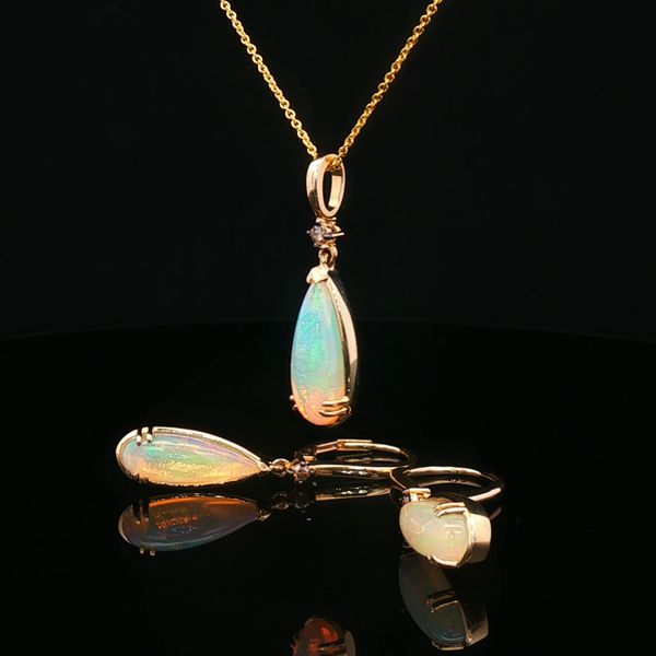 14KY .03DTW/1.10OPAL TEAR SHP NECKLACE Image 2 Meigs Jewelry Tahlequah, OK