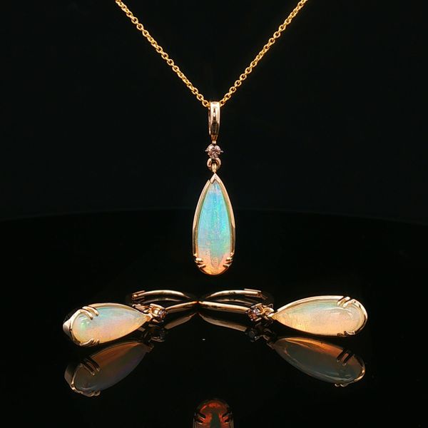 14KY .03DTW/1.10OPAL TEAR SHP NECKLACE Image 4 Meigs Jewelry Tahlequah, OK