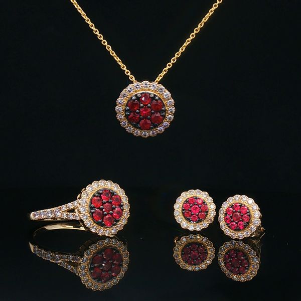 14KY .16DTW/.34RUBY RND CLUSTER NECKLACE Image 2 Meigs Jewelry Tahlequah, OK