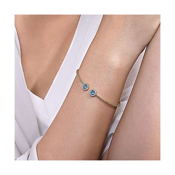 Gabriel & Co. Blue Topaz & Diamond Bujukan Bracelet Image 3 Meigs Jewelry Tahlequah, OK