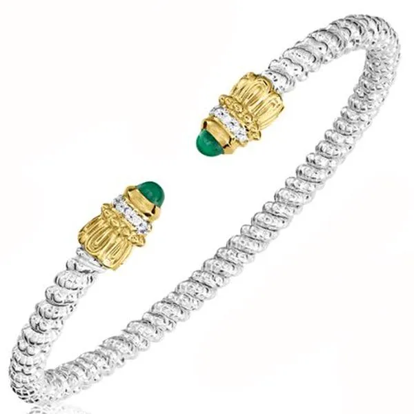 Sterling Silver & 14Kt Yellow Gold Green Onyx Ends Bracelet Meigs Jewelry Tahlequah, OK