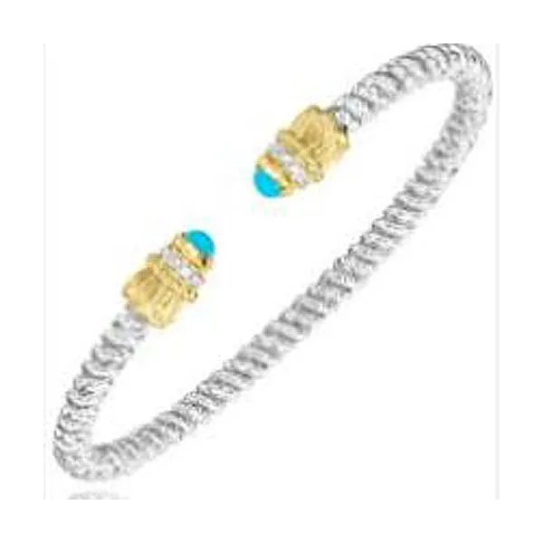 Sterling Silver & 14Kt Yellow Gold Diamond Turquoise Bracelet Meigs Jewelry Tahlequah, OK