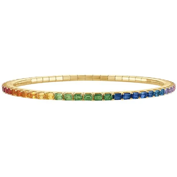 18K Yellow Gold Rainbow Sapphire Stretch Tennis Bracelet Meigs Jewelry Tahlequah, OK