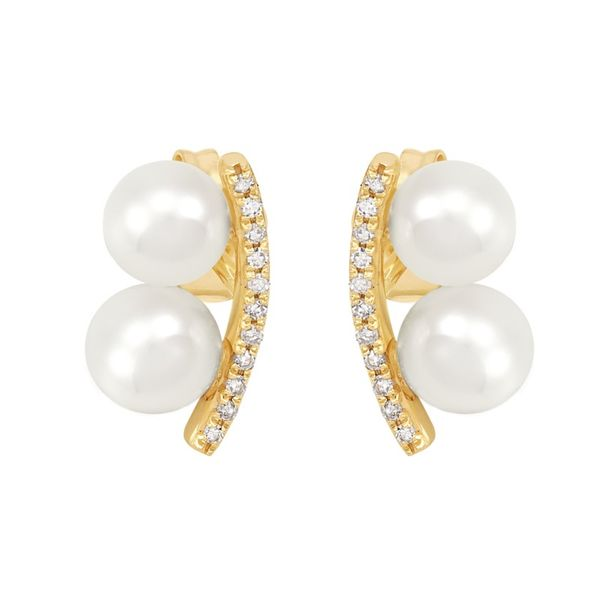 Double Pearl & Diamond Studs Meigs Jewelry Tahlequah, OK