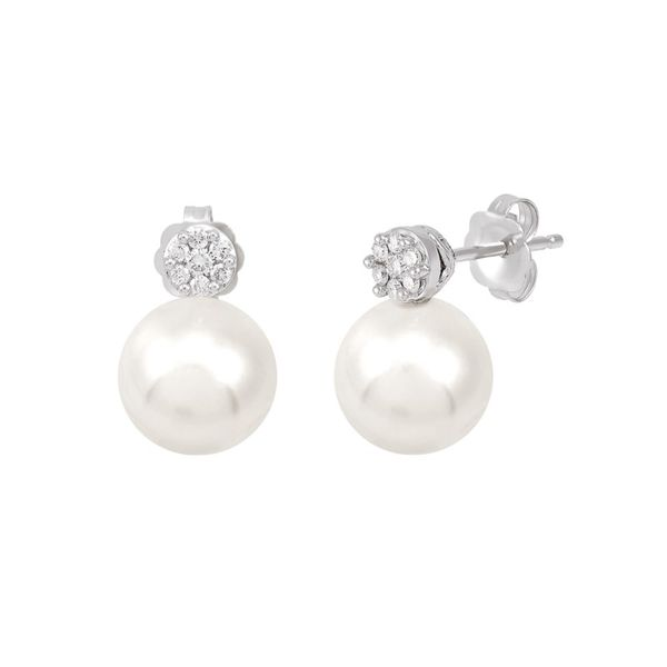 Diamond and Pearl Studs Meigs Jewelry Tahlequah, OK