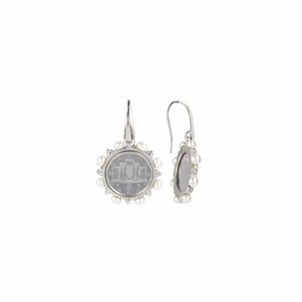 Sterling Silver Coin & Button Pearl Earrings Meigs Jewelry Tahlequah, OK