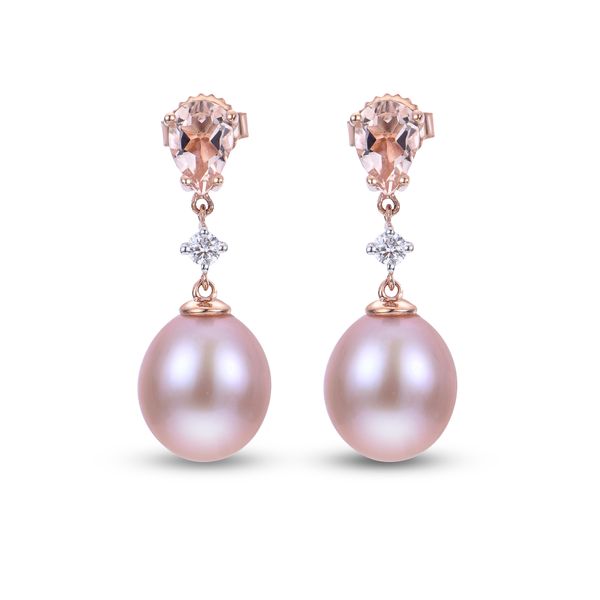 Natural Pink Pearl & Morganite Dangle Earrings Meigs Jewelry Tahlequah, OK