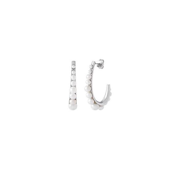 Sterling Silver Pearl Hoop Earrings Meigs Jewelry Tahlequah, OK