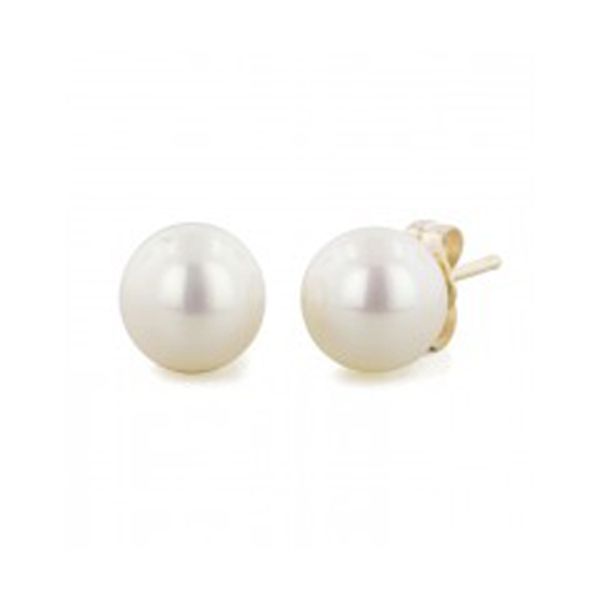 Yellow Gold 7mm Freshwater Pearl Studs Meigs Jewelry Tahlequah, OK