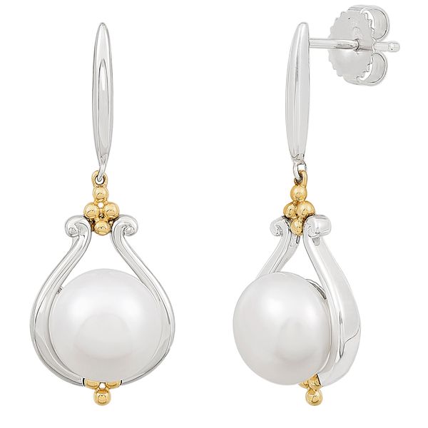 Sterling Silver & 14k Teardrop Pearl Earrings Meigs Jewelry Tahlequah, OK