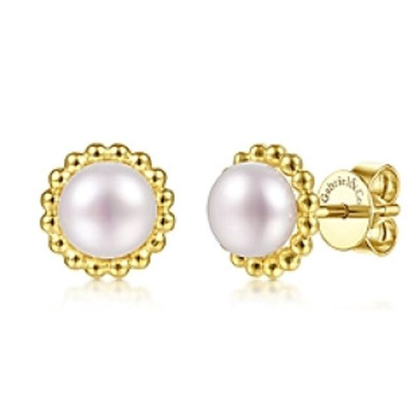 Gabriel & Co. Pearl Frame Stud Earrings Meigs Jewelry Tahlequah, OK