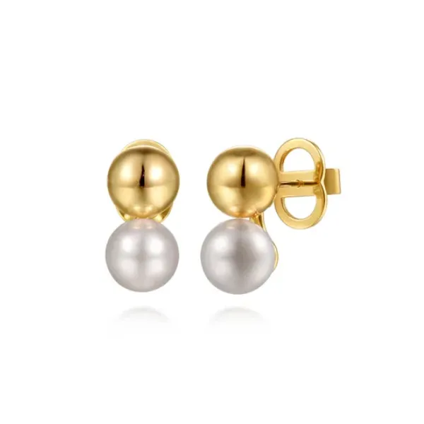 14K Yellow Gold Bujukan Pearl Stud Earrings Meigs Jewelry Tahlequah, OK