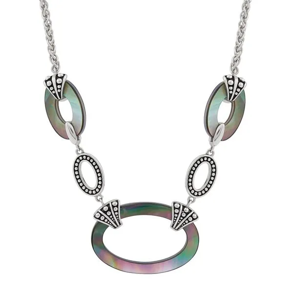 Three Open Oval Black Mother of Pearl Necklace Meigs Jewelry Tahlequah, OK