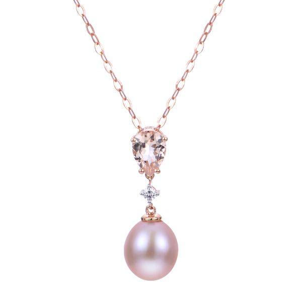 Natural Pink Pearl, Morganite, & Diamond Necklace Meigs Jewelry Tahlequah, OK