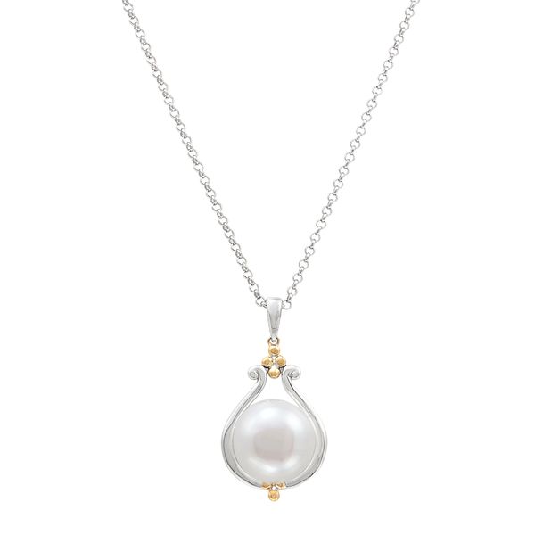 Sterling Silver & 14kt Teardrop Pearl Necklace Meigs Jewelry Tahlequah, OK