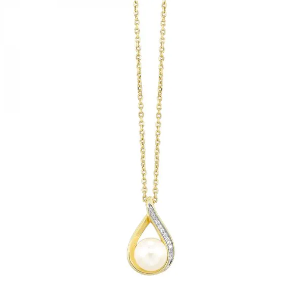 Yellow Gold Diamond & Pearl Necklace Meigs Jewelry Tahlequah, OK