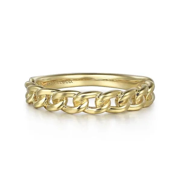 14K Yellow Gold Cuban Link Stackable Ring Meigs Jewelry Tahlequah, OK