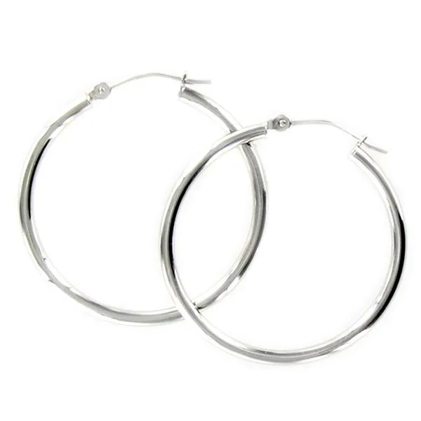 White Gold Polished Hoop Earrings Meigs Jewelry Tahlequah, OK