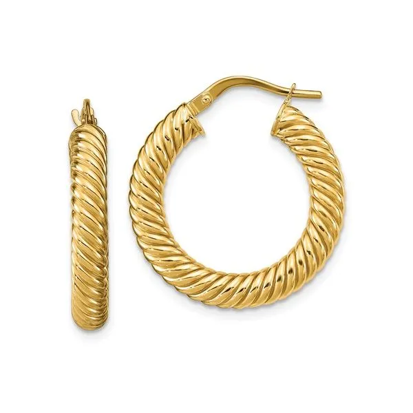 14KT Yellow Gold Textured Hoop Earrings Meigs Jewelry Tahlequah, OK