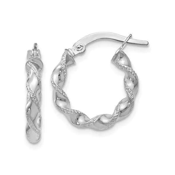 10KT White Gold Twisted Hoop Earrings Meigs Jewelry Tahlequah, OK