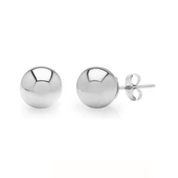 White Gold Ball Stud Earrings Meigs Jewelry Tahlequah, OK