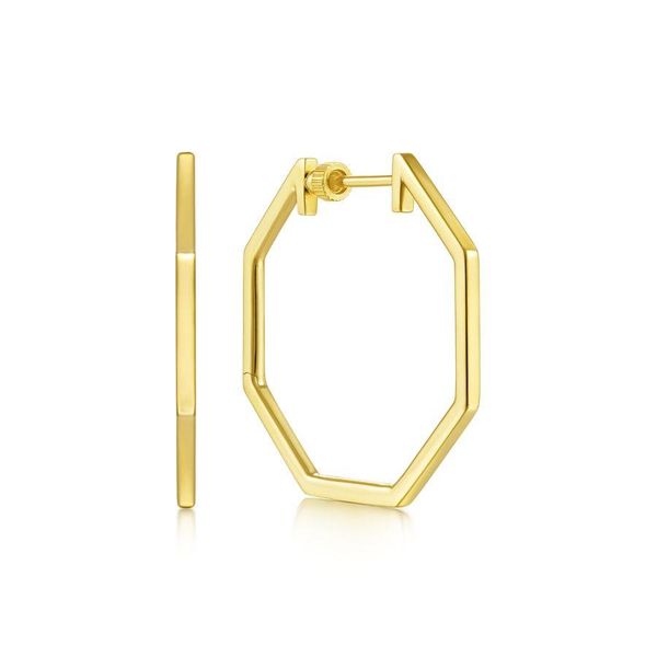 Gabriel & Co. 14K Yellow Gold 30mm Geometric Classic Hoop Earrings Meigs Jewelry Tahlequah, OK