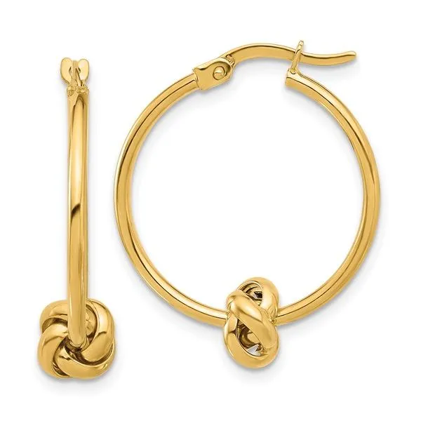 14k yellow gold polished knot hoop earrings Meigs Jewelry Tahlequah, OK
