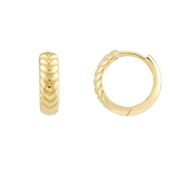 14KY Polished Chevron Mini Hoop Earrings Meigs Jewelry Tahlequah, OK
