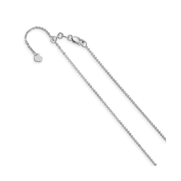 White Gold Adjustable 1.2mm Flat Cable Chain Meigs Jewelry Tahlequah, OK