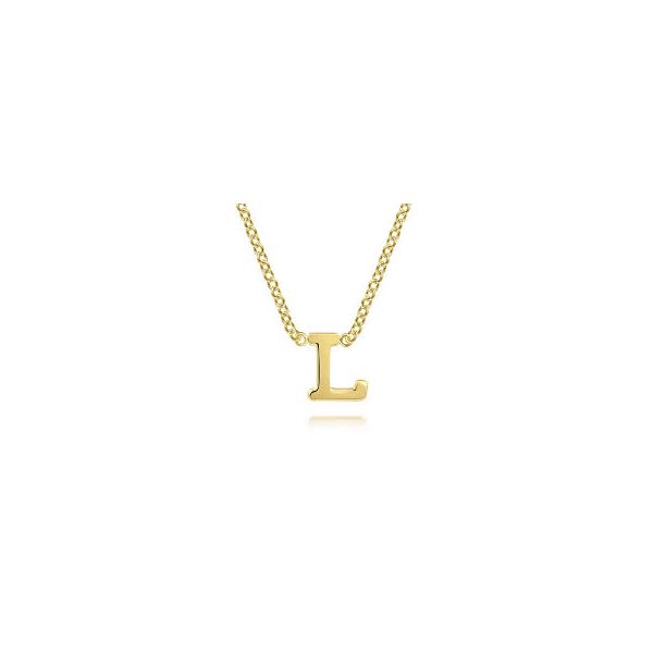 Gabriel & Co. Yellow Gold 'L' Necklace Meigs Jewelry Tahlequah, OK