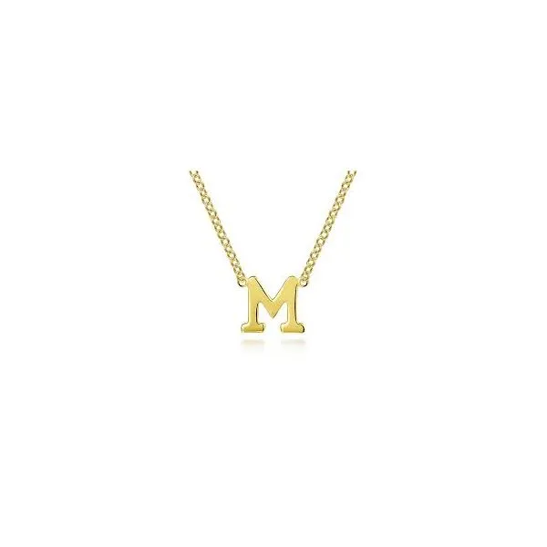 Gabriel & Co. Yellow Gold 'M' Necklace Meigs Jewelry Tahlequah, OK