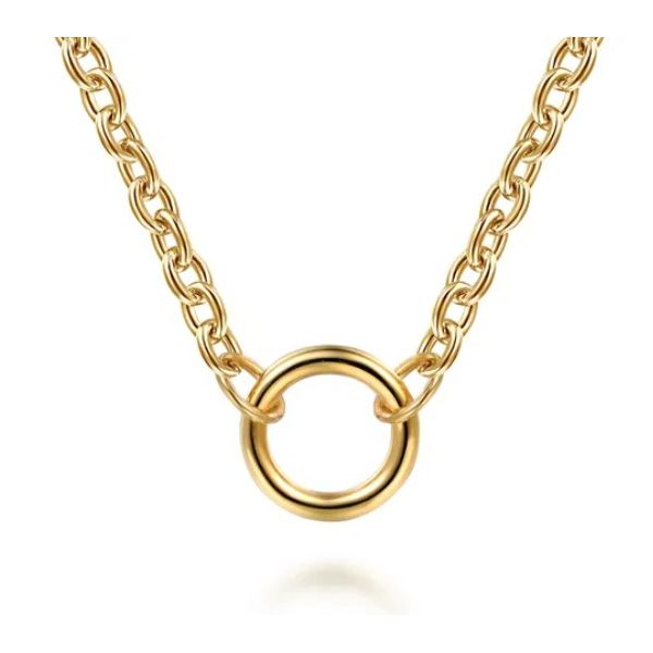 14K Yellow Gold Circle Station Charm Necklace Meigs Jewelry Tahlequah, OK