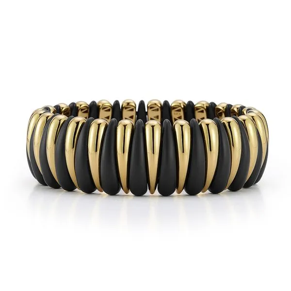 Black & Gold Ceramic Stretch Bracelet Meigs Jewelry Tahlequah, OK