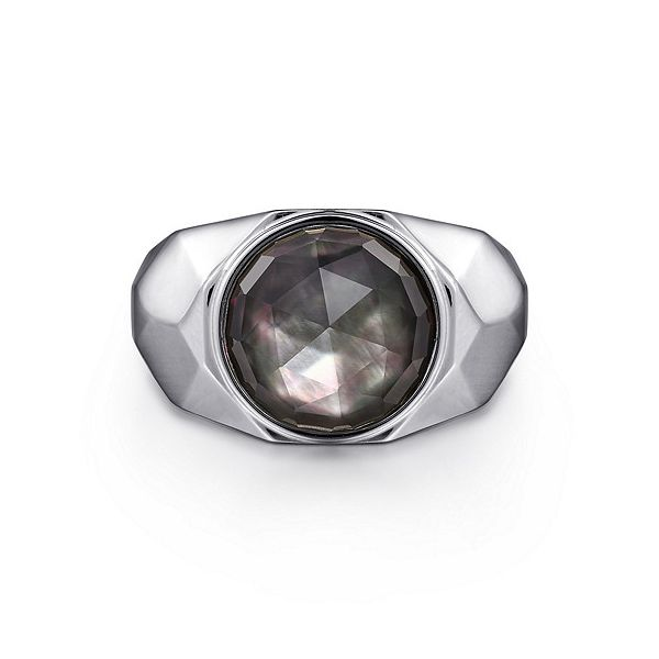 Gabriel & Co. Sterling Silver Signet Ring with Black Mother of Pearl Stone Meigs Jewelry Tahlequah, OK