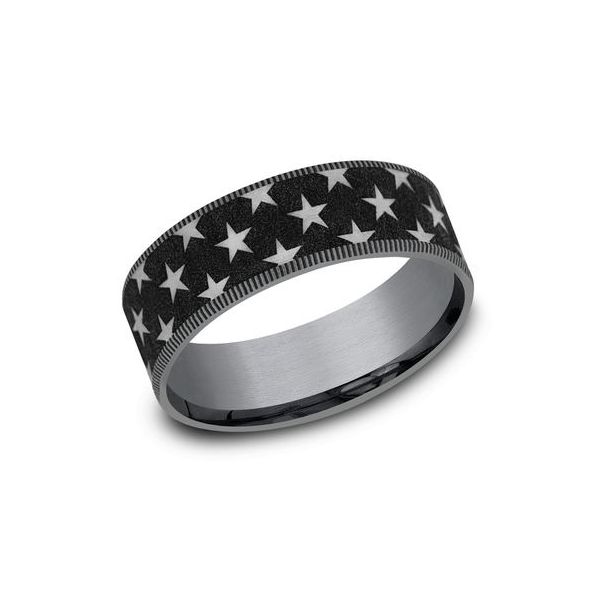 THE ANTHEM TANT GRAY/BLK 7.5MM CF STAR DES BAND SZ10 Meigs Jewelry Tahlequah, OK