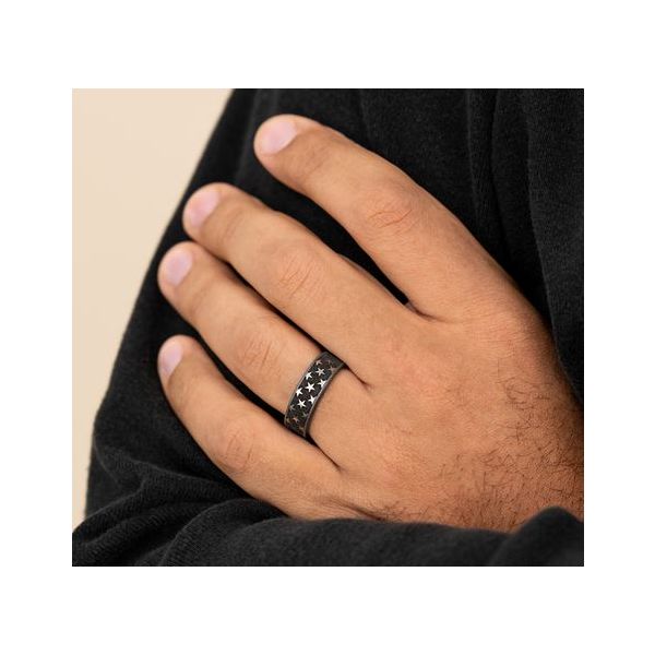 THE ANTHEM TANT GRAY/BLK 7.5MM CF STAR DES BAND SZ10 Image 2 Meigs Jewelry Tahlequah, OK