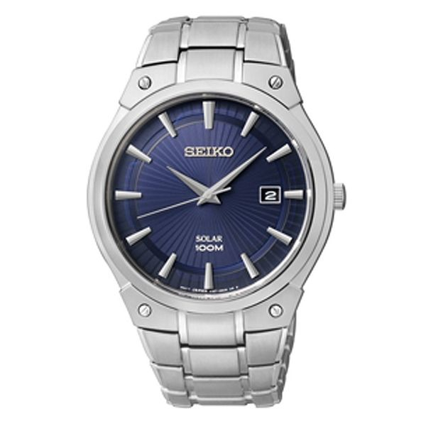 Mens Navy Dial Solar Seiko Watch Meigs Jewelry Tahlequah, OK