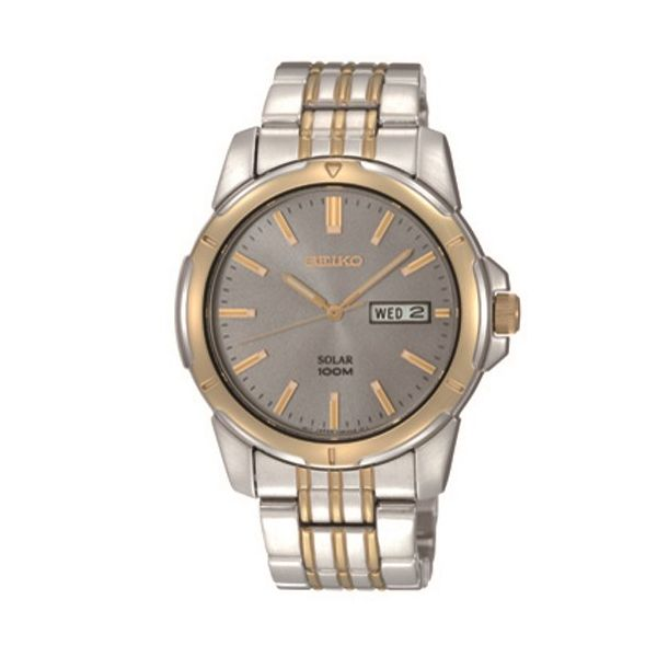 Mens Two Tone Seiko Gray Dial Watch Meigs Jewelry Tahlequah, OK