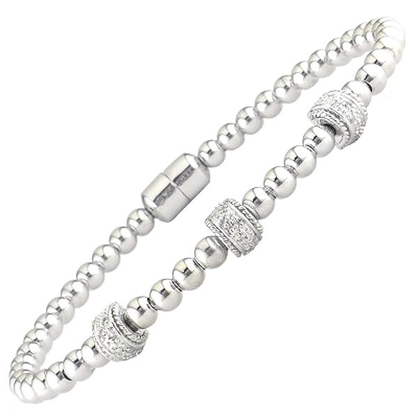 Sterling Silver Pave Diamond Bead Bracelet Meigs Jewelry Tahlequah, OK
