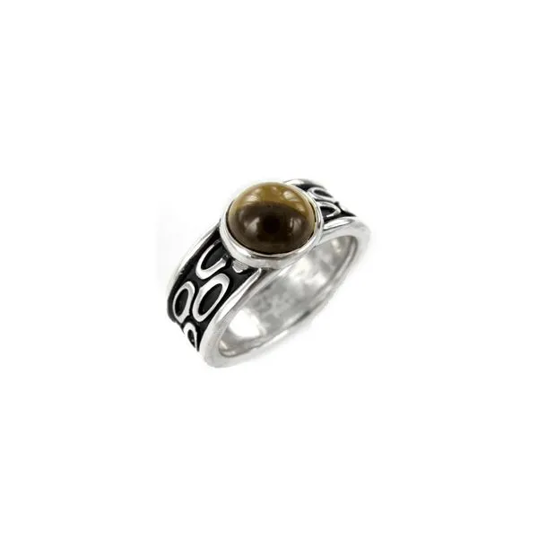 Sterling Silver Guardian Round Tiger Eye Ring Meigs Jewelry Tahlequah, OK