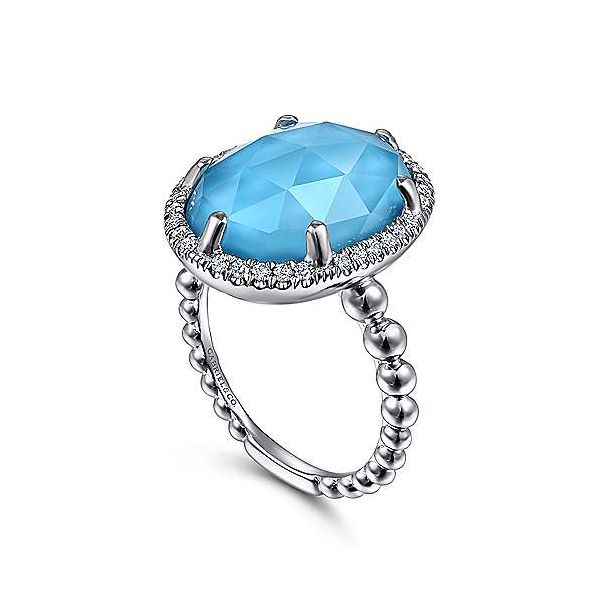 Gabriel & Co. Rock Crystal Turquoise Ring Image 2 Meigs Jewelry Tahlequah, OK