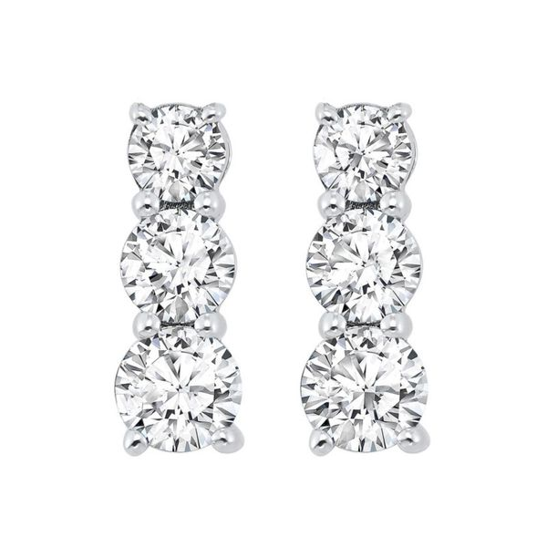 SS 3 Stone Diamond Stud Earrings Meigs Jewelry Tahlequah, OK