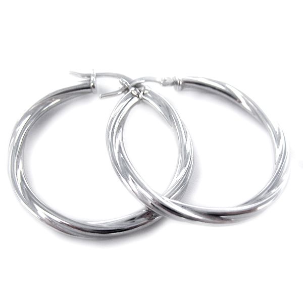 Sterling Silver Polish Twisted Hoop Earrings Meigs Jewelry Tahlequah, OK
