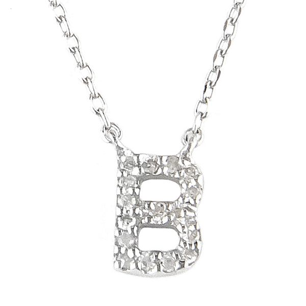 Sterling Silver .05 Diamond B Initial Necklace Meigs Jewelry Tahlequah, OK