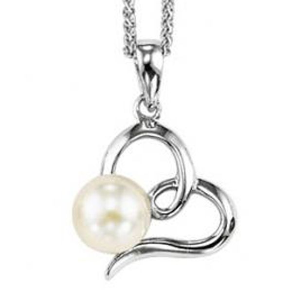 Sterling Silver Heart Pendant with Freshwater Pearl Meigs Jewelry Tahlequah, OK