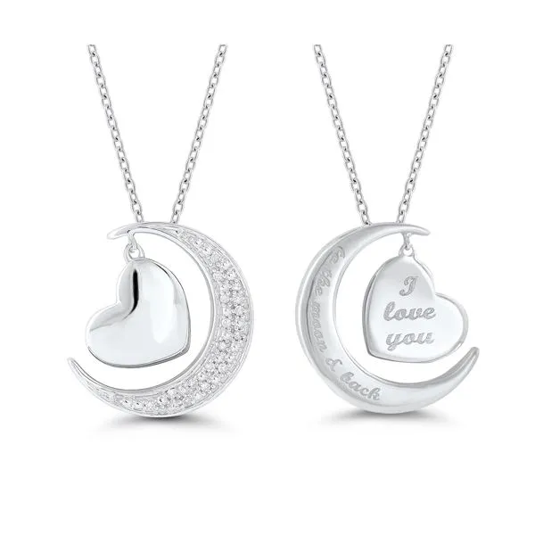 Sterling Silver Heart and Moon Diamond Necklace Meigs Jewelry Tahlequah, OK
