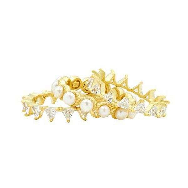 Freida Rothman 3 Stack Pearl & CZ Ring Set Image 2 Meigs Jewelry Tahlequah, OK
