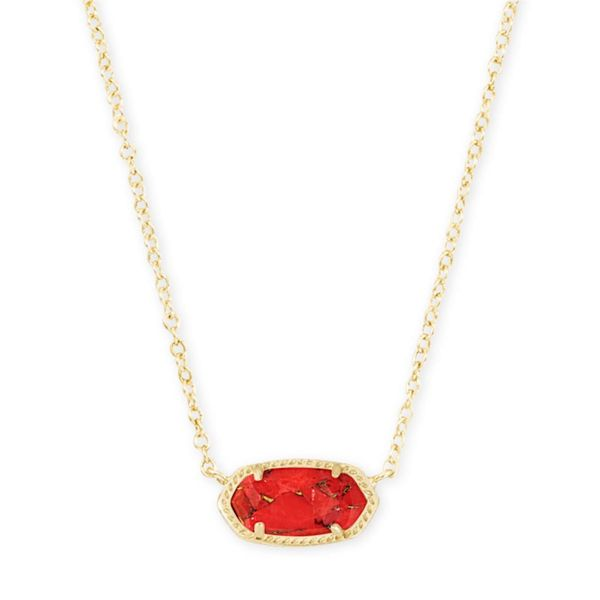 Kendra Scott Elisa Gold Pendant Necklace In Bronze Veined Red Magnesite Meigs Jewelry Tahlequah, OK