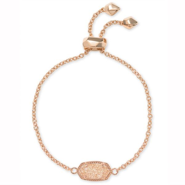 Kendra Scott Elaina Rose Gold Adjustable Chain Bracelet In Sand Drusy Meigs Jewelry Tahlequah, OK